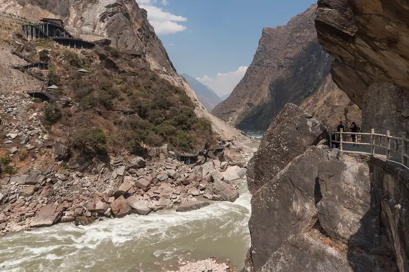 A river running between the steep walls of Tiger Leaping Gorge