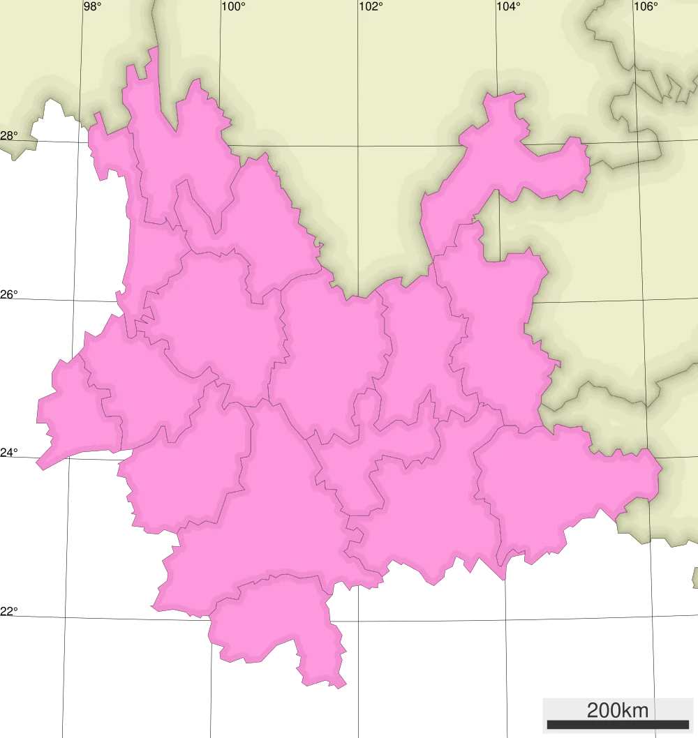 Map of Yunnan’s 16 prefectures