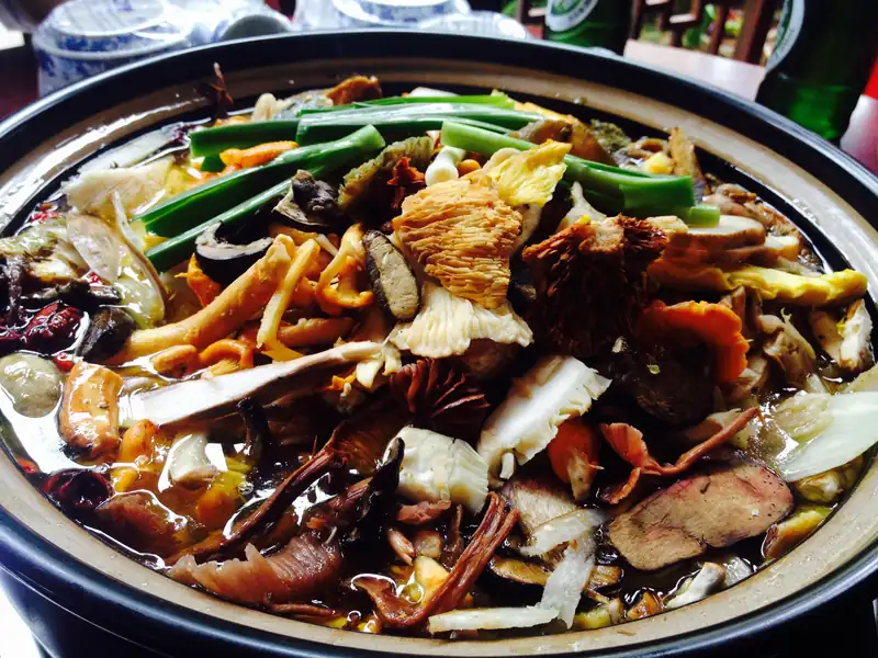 Wild mushroom hotpot with yak at Song Jiejie, an old-town veteran